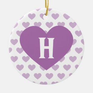 Große Orchideen-lila Herz - Monogramm Keramik Ornament
