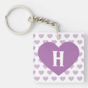 Große Orchideen-lila Herz - Monogramm Schlüsselanhänger