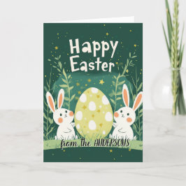 Große Ostereier und zwei bunnies grün Feiertagskarte