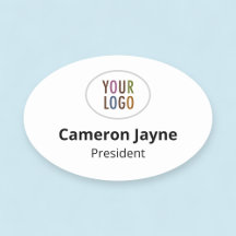 Große Oval-Magnetname-Tag oder Button-Logo