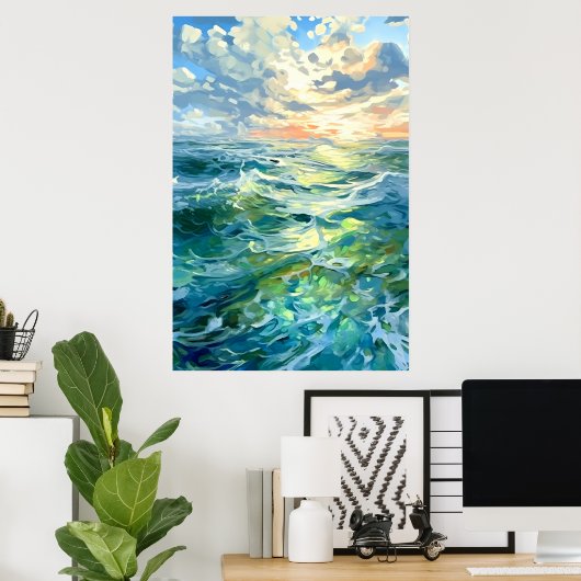 Große Ozeane bei Sonnenuntergang | Poster (Heimbüro)