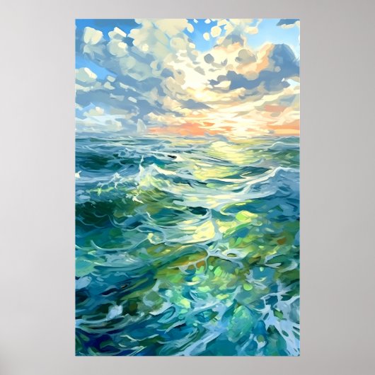 Große Ozeane bei Sonnenuntergang | Poster (Vorne)