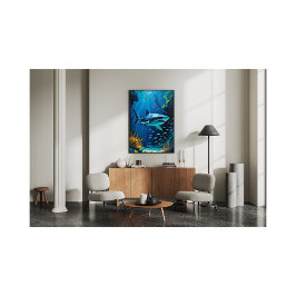 Große Ozeanmalerei mit weißem Hai Fotodruck