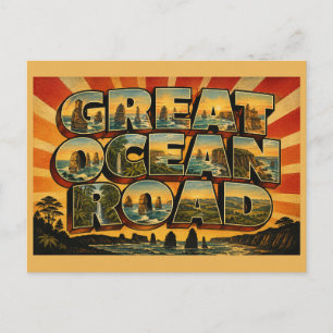 Große Ozeanstraße VIC Vintage-Reise Kunst Postkarte
