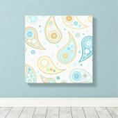 Große Paisley Funky Print (Light Blue Background) Leinwanddruck (Insitu (Holzboden))