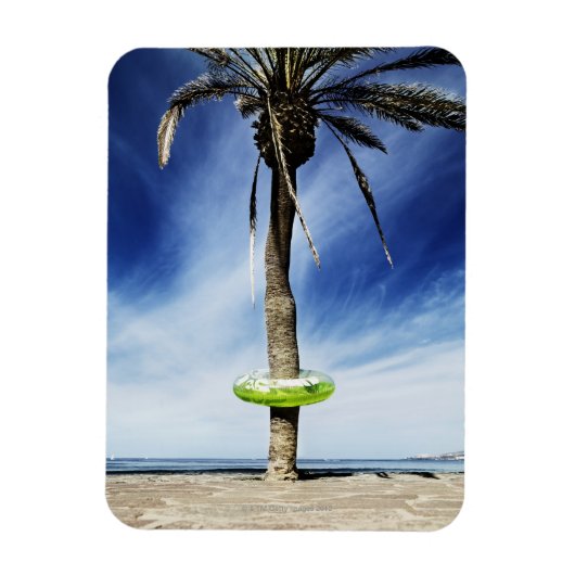 Große Palme am Sandstrand mit aufblasbarem Wasser Magnet (Vertikal)