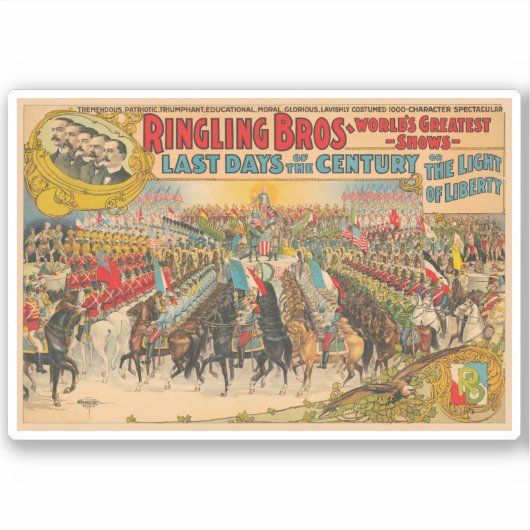 Große Parade mit Männern in Uniform auf Pferd Aufkleber (Vorderseite)