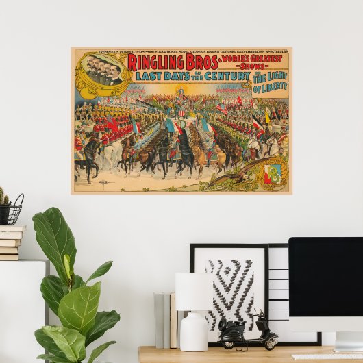 Große Parade mit Männern in Uniform auf Pferd Poster (Heimbüro)