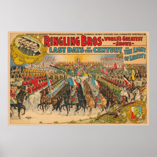 Große Parade mit Männern in Uniformen auf Pferden Poster (Vorne)