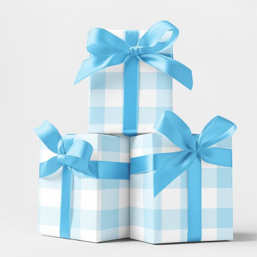 Große Pastel Blau und Weiß Gingham Geschenkpapier