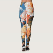 Große Pastel-Rose im Hintergrund Leggings (Rückseite)