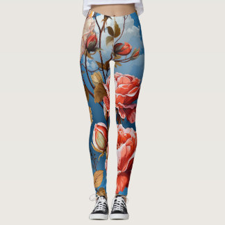 Große Pastel-Rose im Hintergrund Leggings