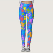Große Pastelfarbe Autismus Puzzleteile auf B BLAU Leggings (Vorderseite)