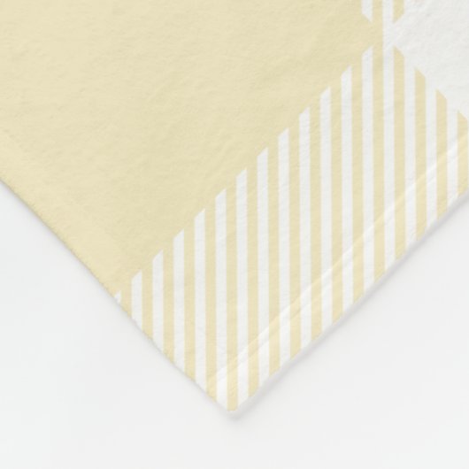 Große Pastell Gelb und Weiß Gingham Kariert Fleecedecke (Ecke)