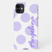 Große Pastell Lila Polka Dot Muster Personalisiert iPhone Hülle (Rückseite)