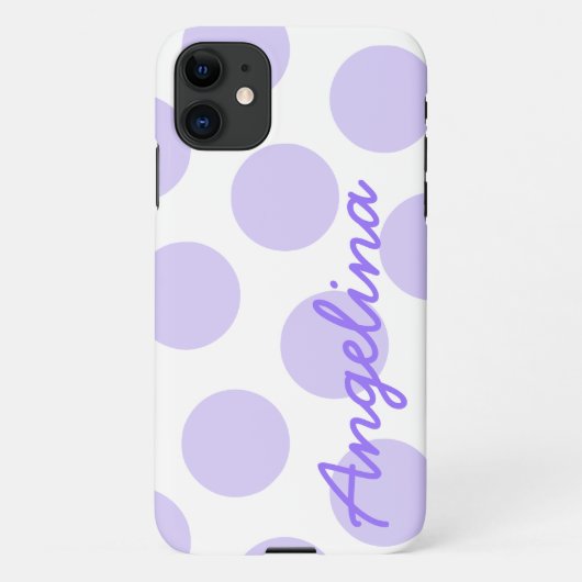 Große Pastell Lila Polka Dot Muster Personalisiert iPhone Hülle (Rückseite)