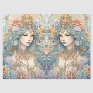 Große Pastell-Wasserfarbe-Floral-Meerjungfrau-Deco Seidenpapier