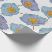 Große pastellblaue, blühende Aquarellmohnchen Geschenkpapier (Ecke)