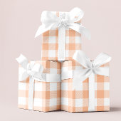 Große Pastelle Peach und White Gingham Geschenkpapier