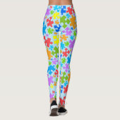 Große pastellfarbene Autismus Puzzleteile auf BLAU Leggings (Rückseite)