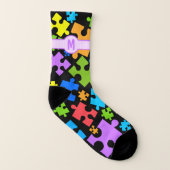 Große pastellfarbene Autismus Puzzleteile auf dem  Socken (Rechts - Außen)