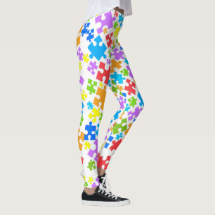 Große pastellfarbene Autismus Puzzleteile auf WEIS Leggings