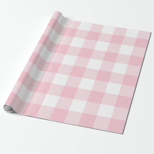 Große Pastellrosa und Weiß Gingham Geschenkpapier (Ungerollt)