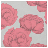 Große Peonys Romantische Rosa Graue Muster Flora Stoff (Nahaufnahme)