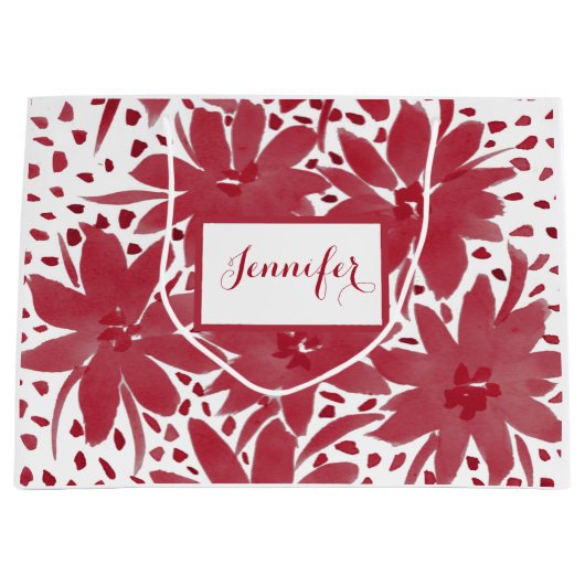 Große Personalisierte Blumenmuster Ruby Red Gift B Geschenktüte (Vorderseite)