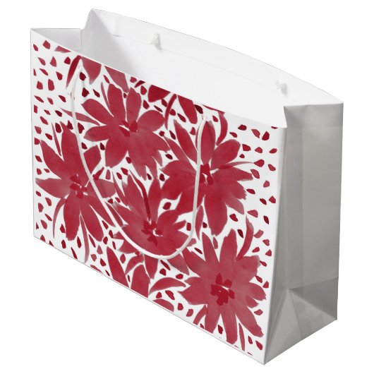 Große Personalisierte Blumenmuster Ruby Red Gift B Geschenktüte (Rückseite Schrägansicht)
