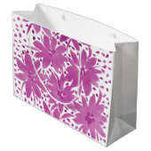 Große Personalisierte Girl-Floral Pink-Tasche Geschenktüte (Rückseite Schrägansicht)