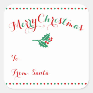 Große personalisierte quadratische Weihnachtsgesch Quadratischer Aufkleber