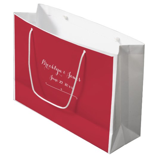 Große Personalisierte Red Wedding Geschenktaschen Geschenktüte (Vorderseite Schrägansicht)