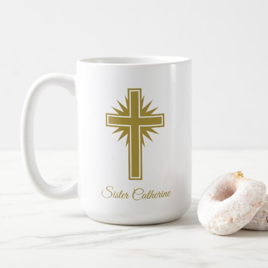 Große personalisierte religiöse Tasse für Lehrer  (Mit Donut)