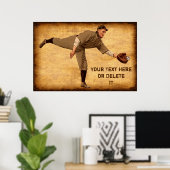 Große PERSONALISIERTE Vintage Baseball-Poster Poster (Heimbüro)