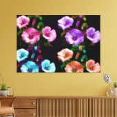 Große Petunias Quadtych Art Wrapped Canvas Leinwanddruck (Insitu (Wohnzimmer))