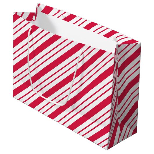 Große Pfefferminz-gestreifte Geschenktüte (Vorderseite Schrägansicht)