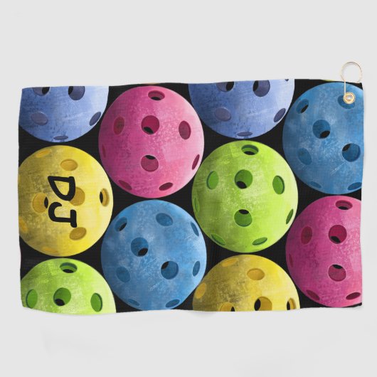 Große Pickleballs-Initialen Golfhandtuch (Horizontal)