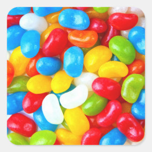 Große Pile von Candy Jelly Beans Quadratischer Aufkleber