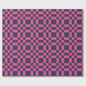 Große Pixel-Karo-Navy- und Rosa-Kontrolle Geschenkpapier (Flach)