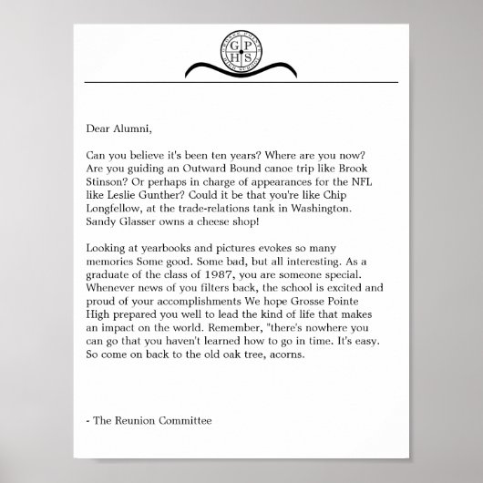 Grosse Pointe High Wiedersehen Letter Poster (Vorne)