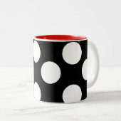 Große Polka-Punkt-Schwarzweiss-Tasse Zweifarbige Tasse (VorderseiteRechts)