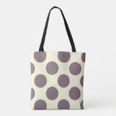 Große Polka Punkte Kreise Muster lila und Creme Tasche (Rückseite)