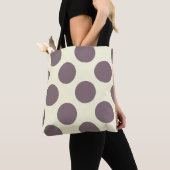 Große Polka Punkte Kreise Muster lila und Creme Tasche (Von Nahem)
