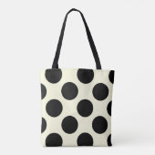 Große Polka Punkte Kreise Muster schwarz und creme Tasche (Rückseite)