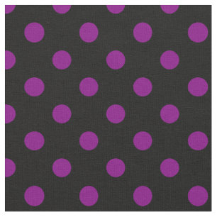 Große Polka-Punkte - lila auf Schwarzem Stoff