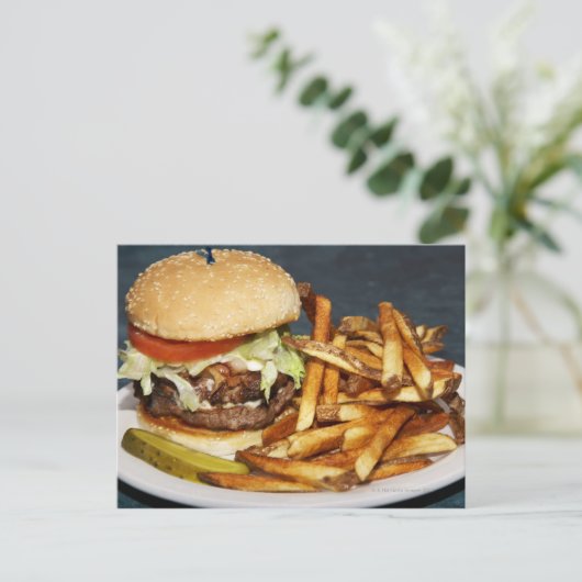 große Pommes frites und Cola Postkarte (Stehend Vorderseite)