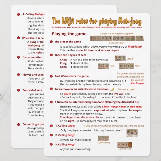 Große Print BMJA Regeln Karte - Spiel (1) (Vorne/Hinten)