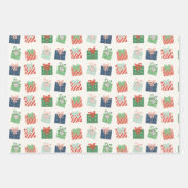 Große Print Santas Elves Muster Weihnachten Geschenkpapier Set (Vorderseite 3)