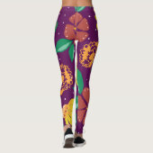 Große Print Springy Floral auf Fuchsia Leggings (Rückseite)